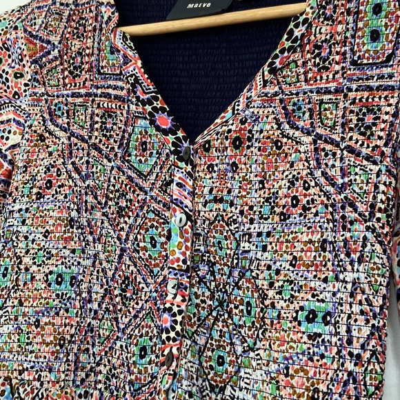 Anthropologie Maeve colourful abstract print smocked top dress - Picture 5 of 9